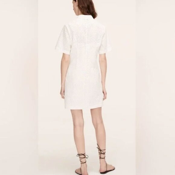 Rebecca Taylor Lea Eyelet White Shirt Dress Shirtdress Sz 6 - Full Moon NWT - Picture 4 of 9